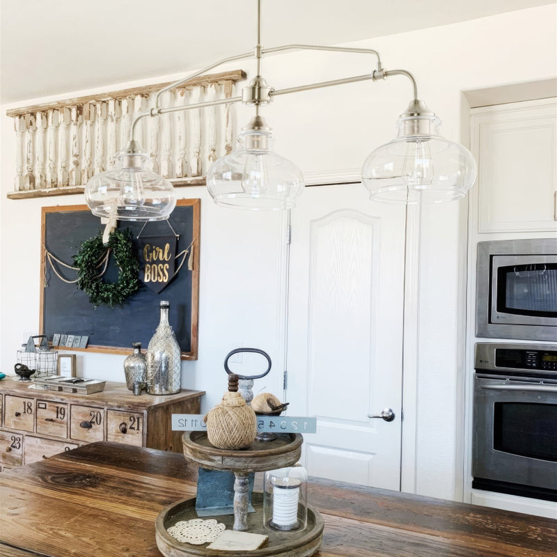 Harlow 38" Modern Industrial Farmhouse / Schoolhouse 3-Light Island Light