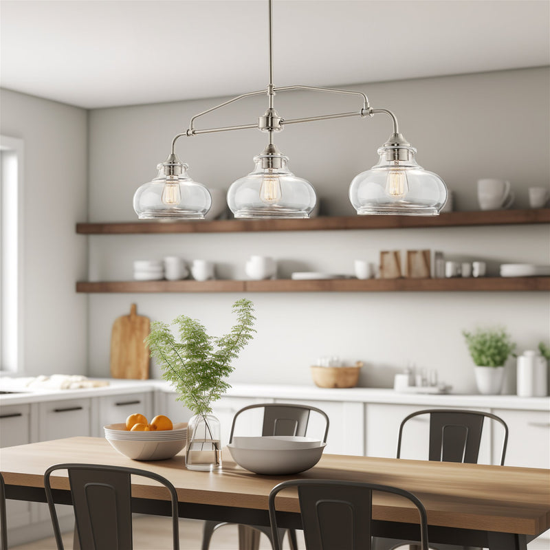 Harlow 38" Modern Industrial Farmhouse / Schoolhouse 3-Light Island Light