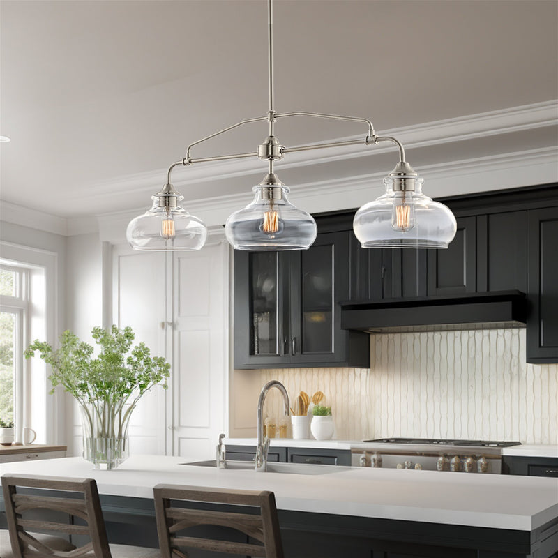 Harlow 38" Modern Industrial Farmhouse / Schoolhouse 3-Light Island Light