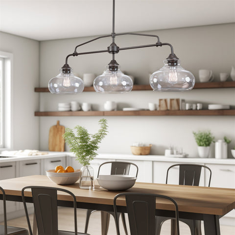 Harlow 38" Modern Industrial Farmhouse 3-Light Kitchen Island Light