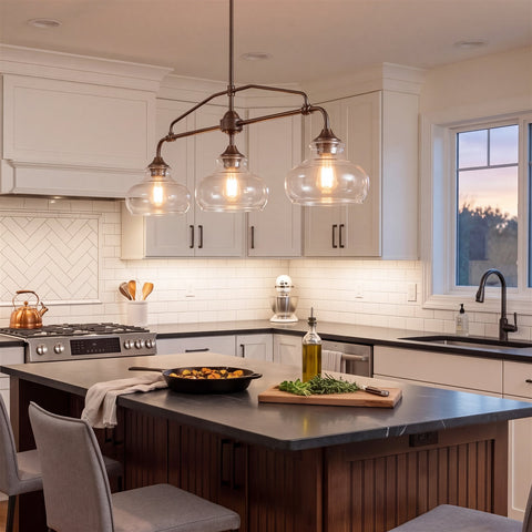 Harlow 38" Modern Industrial Farmhouse 3-Light Kitchen Island Light