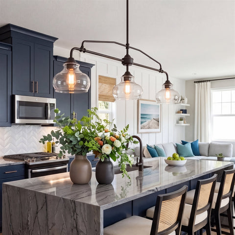 Harlow 38" Modern Industrial Farmhouse 3-Light Kitchen Island Light
