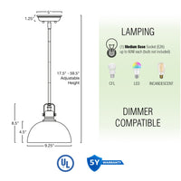 Belle 9" Contemporary Industrial Pendant Light