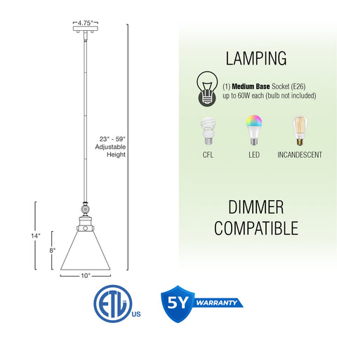 Emma 14" Modern Farmhouse Large Pendant Light
