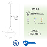 Ava 13" Modern Industrial Schoolhouse Pendant Light