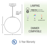 Ceres 12" Mid-Century Modern Hanging Orb Pendant Light