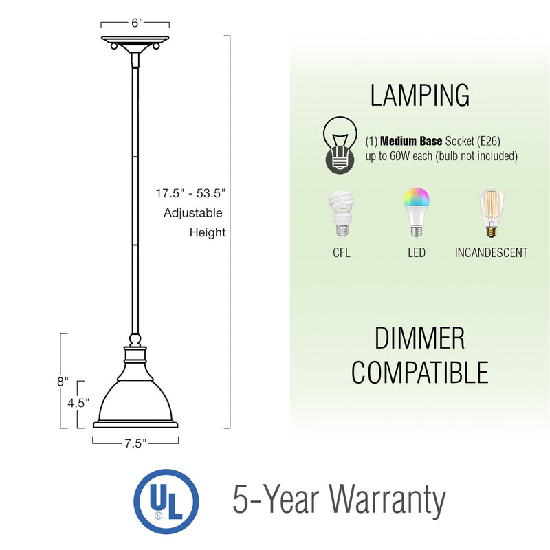 Ellie 8" Adjustable Mini Pendant Light