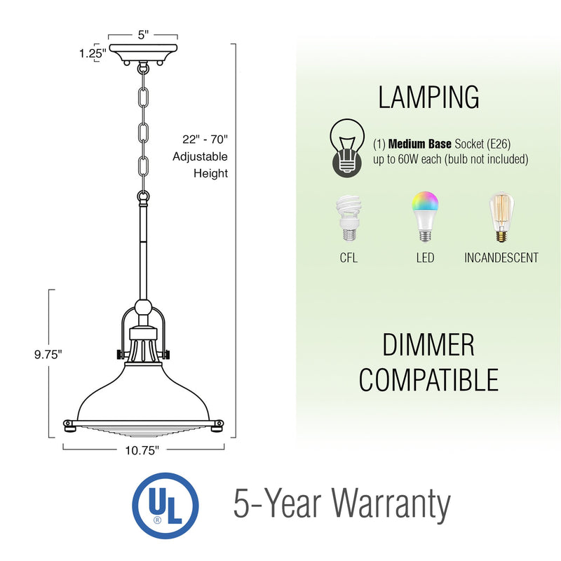 Beacon 11" Industrial Farmhouse Pendant Light