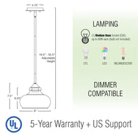 Harlow 9" Modern Industrial Farmhouse / Schoolhouse / Rustic Pendant Light