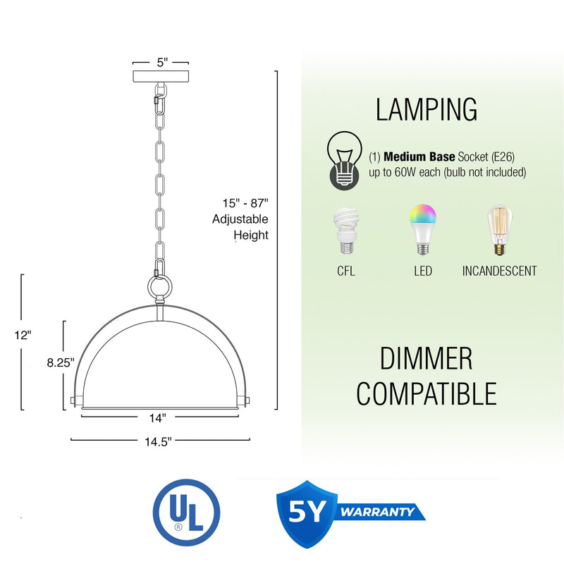 Sulis 15" Modern Industrial Pendant Light