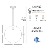 Ceres 14"  Mid-Century Modern Hanging Orb Pendant Light