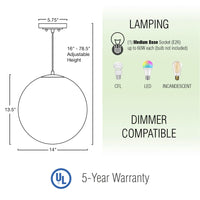 Ceres 14" Mid-Century Modern Hanging Orb Pendant Light