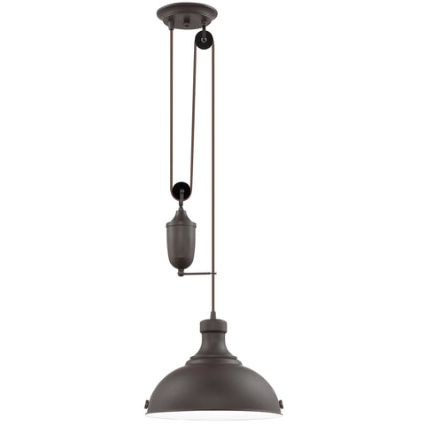 Kira Home Sequoia 13" Large Industrial Farmhouse Pulley Pendant Light, Retractable Design,  Adjustable Height, Oil-Rubbed Bronze Finish
