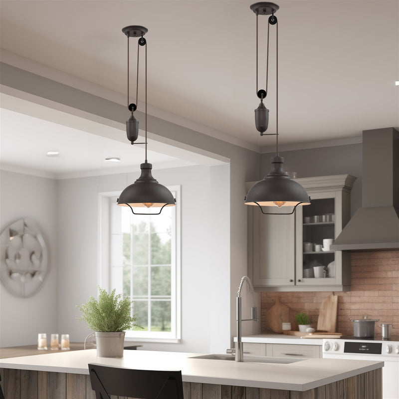 Sequoia 13" Large Industrial Farmhouse Pulley Pendant Light