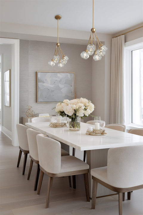 Kira Home Jewel 16" 6-Light Modern Crystal Pendant Chandelier, Adjustable Hanging Height, Cool Brass Finish