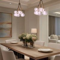 Kira Home Jewel 16" 6-Light Modern Crystal Pendant Chandelier, Adjustable Hanging Height, Cool Brass Finish