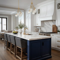 Kira Home Jewel 16" 6-Light Modern Crystal Pendant Chandelier, Adjustable Hanging Height, Cool Brass Finish