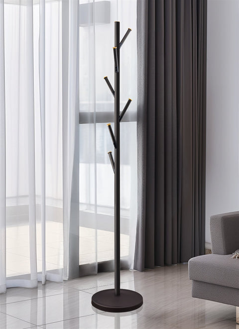 Addison 68" Modern 6 Hook Free Standing Metal Coat Rack, Oil-Rubbed Bronze