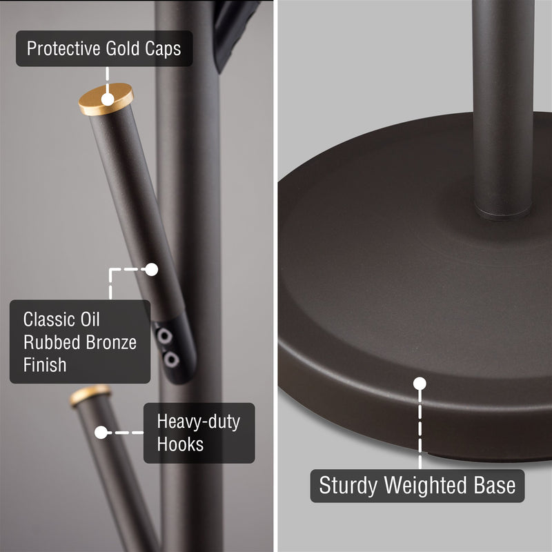 Addison 68" Modern 6 Hook Free Standing Metal Coat Rack, Oil-Rubbed Bronze