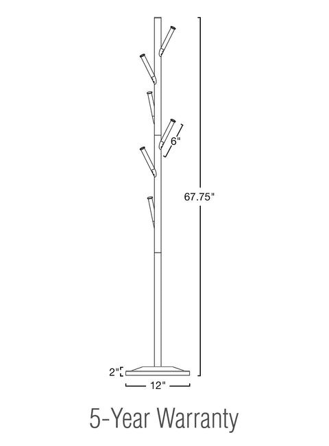 Addison 68" Modern 6 Hook Free Standing Metal Coat Rack, Oil-Rubbed Bronze