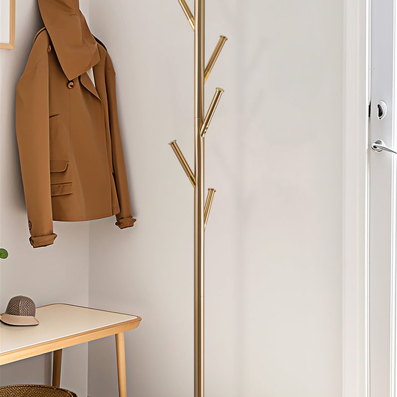 Addison 68" Modern 6 Hook Free Standing Metal Coat Rack, Cool Brass