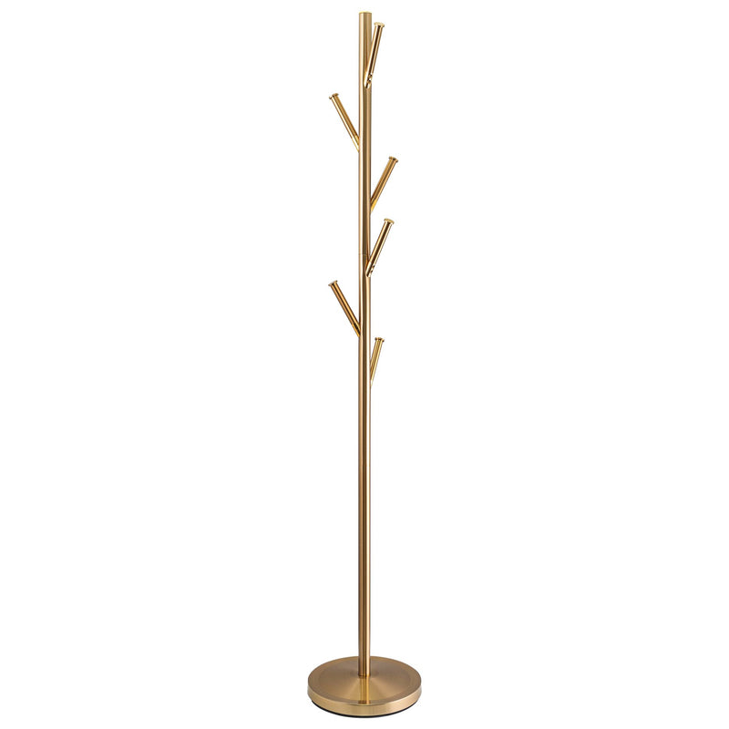 Addison 68" Modern 6 Hook Free Standing Metal Coat Rack, Cool Brass