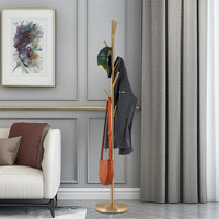 Addison 68" Modern 6 Hook Free Standing Metal Coat Rack, Cool Brass