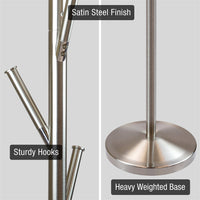 Addison 68" Free Standing Metal Coat Rack, Satin Steel