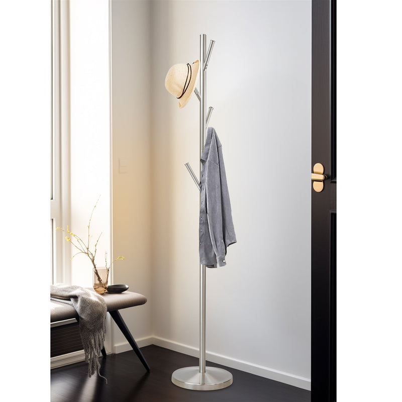 Addison 68" Free Standing Metal Coat Rack, Satin Steel