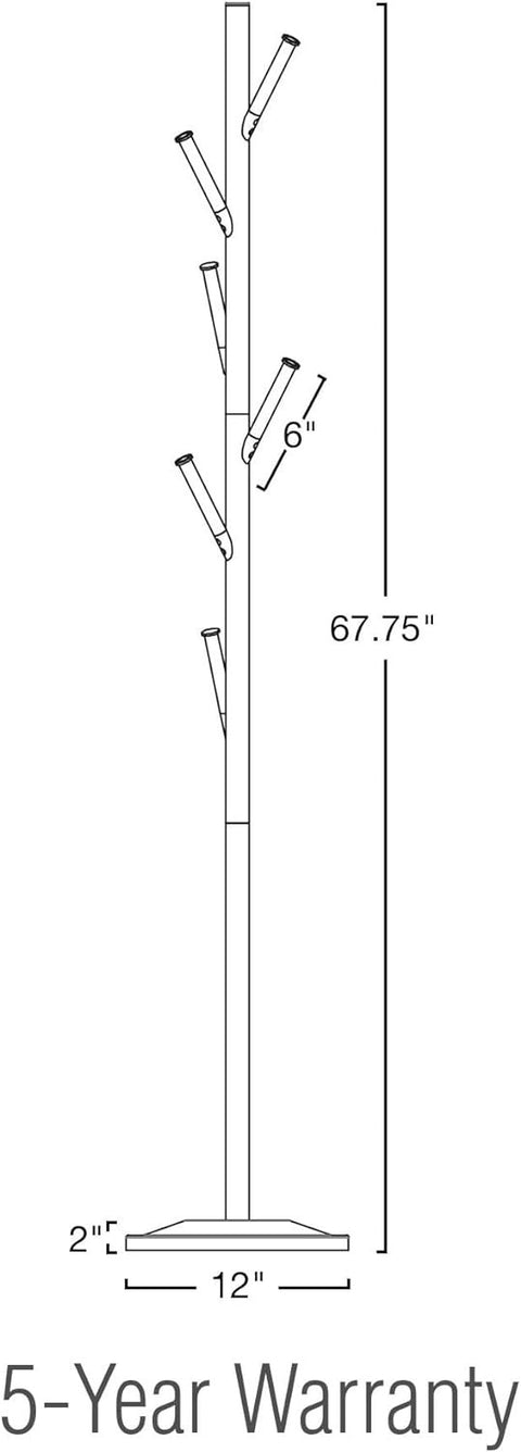 Addison 68" Free Standing Metal Coat Rack, Satin Steel
