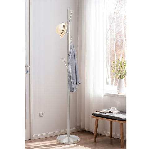 Addison 68" Free Standing Metal Coat Rack, Satin Steel