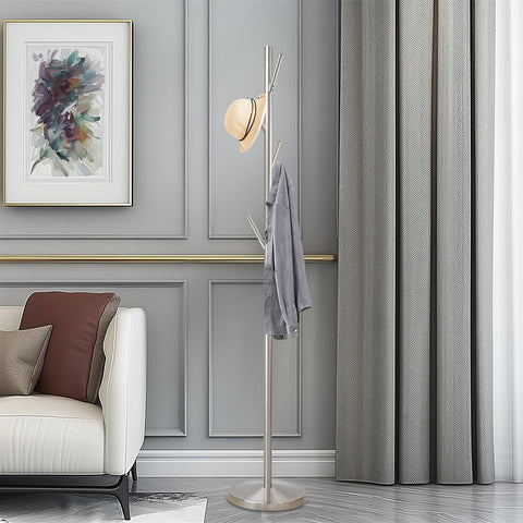 Addison 68" Free Standing Metal Coat Rack, Satin Steel