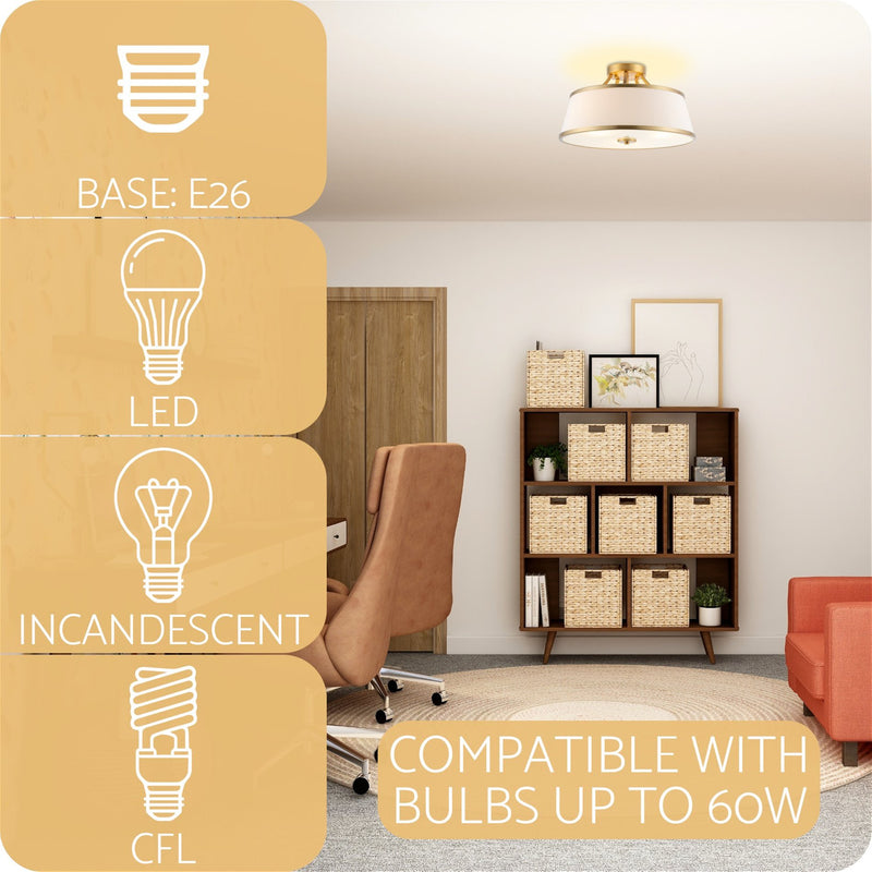 Zoey 18" Modern 3-Light Semi-Flush Mount Ceiling Light