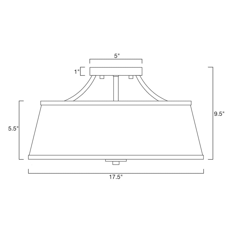 Zoey 18" Modern 3-Light Semi-Flush Mount Ceiling Light