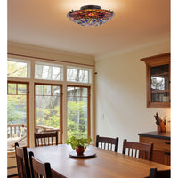 Mateo 16" 2-Light Modern Dragonfly Tiffany Glass Flush Mount Ceiling Light