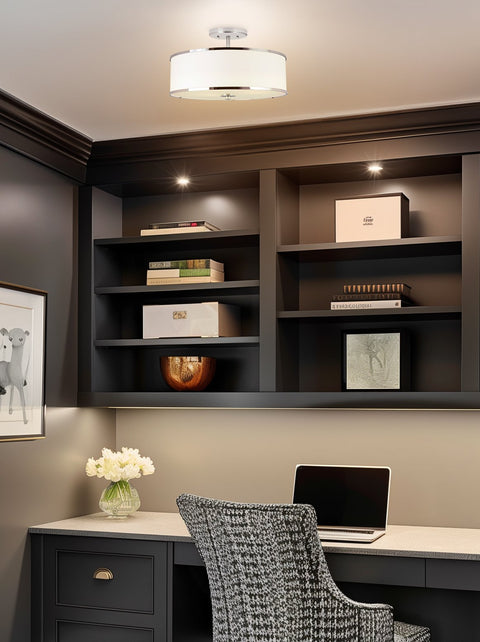 Chloe 15" Retro Modern 3-Light Semi-Flush Mount Ceiling Light