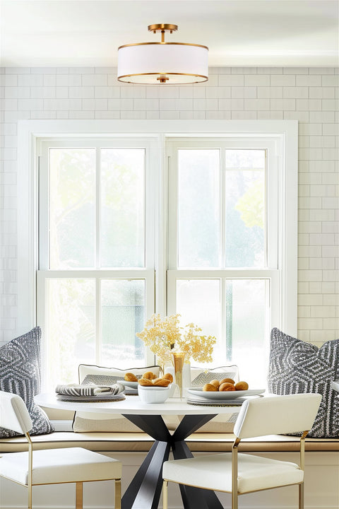 Chloe 15" Retro Modern 3-Light Semi-Flush Mount Ceiling Light