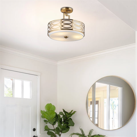 Sienna 15" 3-Light Semi Flush Mount Ceiling Light