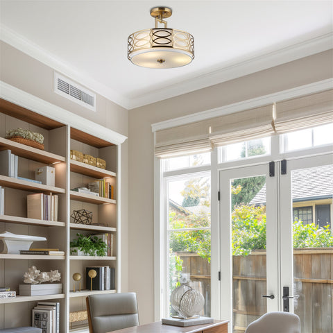 Sienna 15" 3-Light Semi Flush Mount Ceiling Light