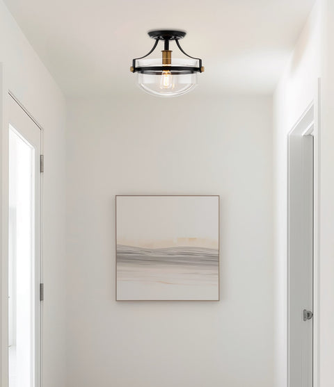 Zurich 12" Rustic Farmhouse Semi-Flush Mount Ceiling Light