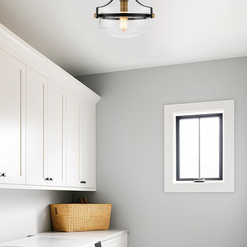 Zurich 12" Rustic Farmhouse Semi-Flush Mount Ceiling Light