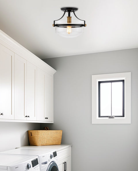 Zurich 12" Rustic Farmhouse Semi-Flush Mount Ceiling Light