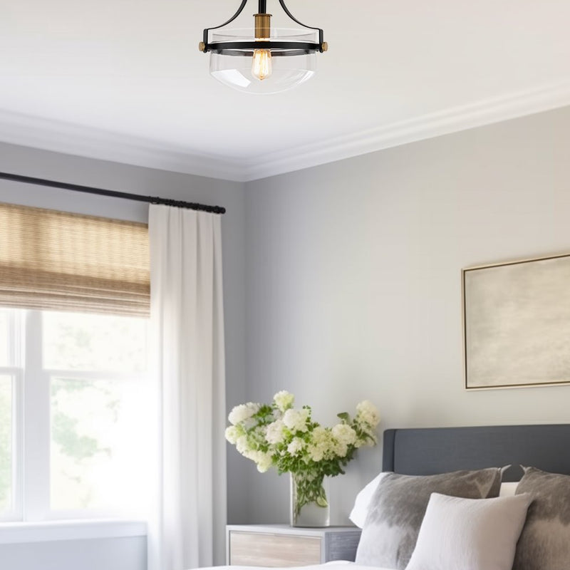 Zurich 12" Rustic Farmhouse Semi-Flush Mount Ceiling Light