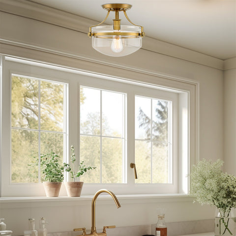 Zurich 12" Rustic Farmhouse Semi-Flush Mount Ceiling Light