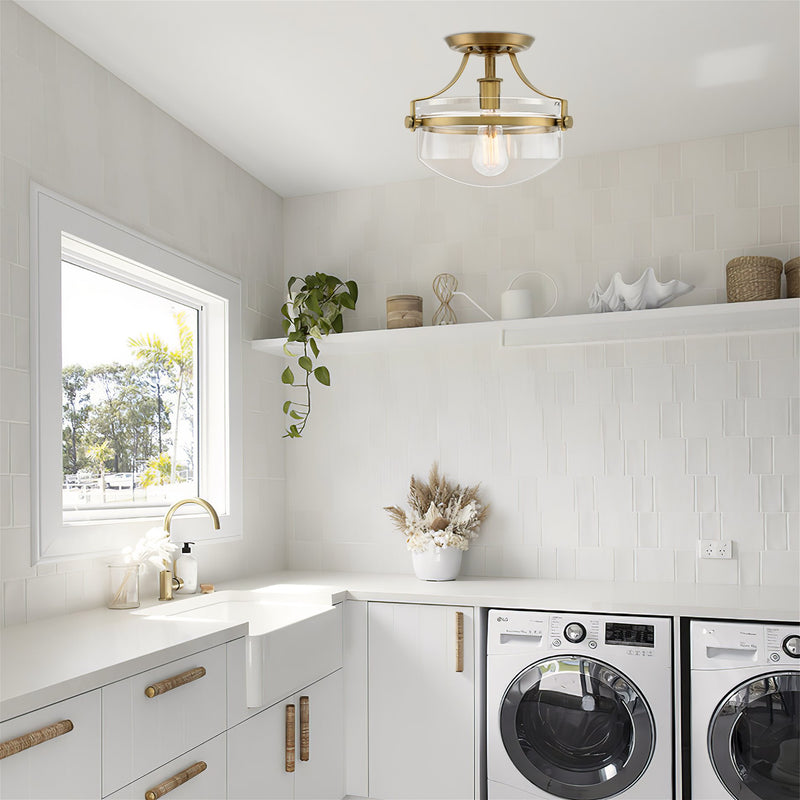 Zurich 12" Rustic Farmhouse Semi-Flush Mount Ceiling Light