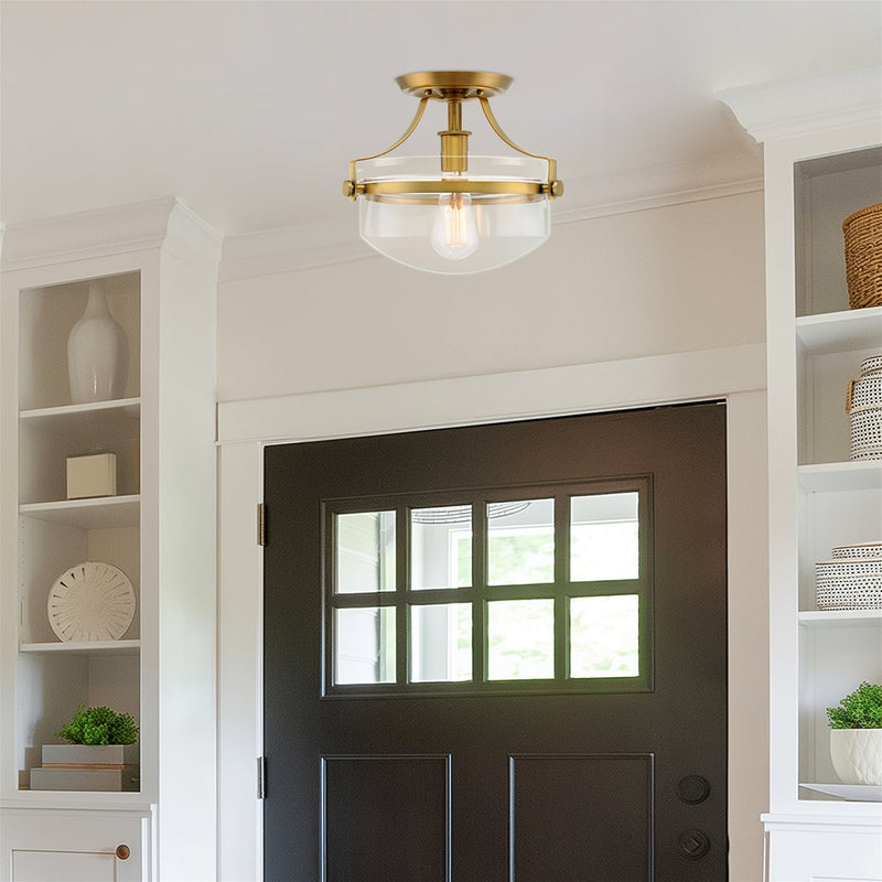 Zurich 12" Rustic Farmhouse Semi-Flush Mount Ceiling Light