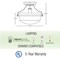 Zurich 12" Rustic Farmhouse Semi-Flush Mount Ceiling Light