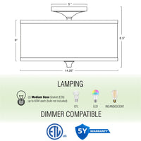 Newport 14" 2-Light Modern Semi-Flush Mount Ceiling Light