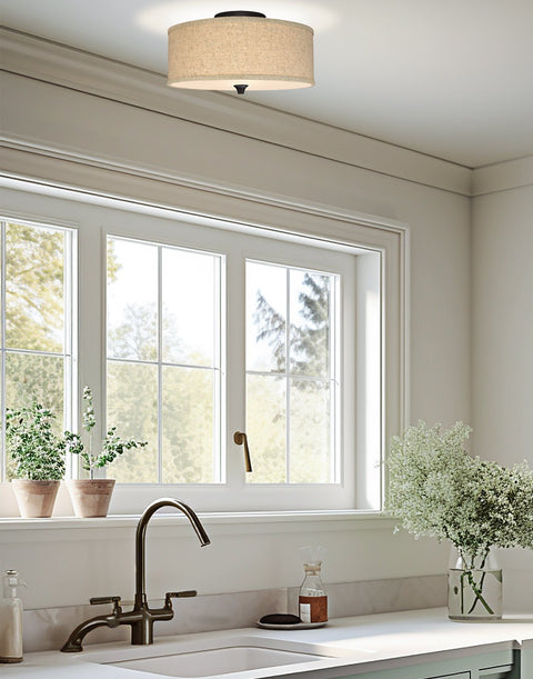 Newport 14" Modern 2-Light Semi-Flush Mount Ceiling Light