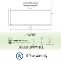 Newport 14" Modern 2-Light Semi-Flush Mount Ceiling Light